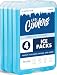 Fit & Fresh XL Cool Coolers Reusable Ice Packs, Long Lasting Ice Packs for Lunch Boxes, Lunch Bags and Coolers, Set of 4, Blue