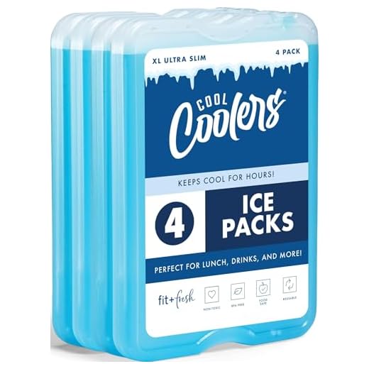 Fit & Fresh XL Cool Coolers Freezer Slim Ice Pack for Lunch Box, Set of 4, Xtra Large, Blue, 4 count (Pack of 1)