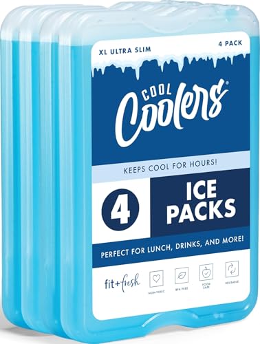 Cool Coolers by Fit & Fresh 4 Pack XL Slim Ice...