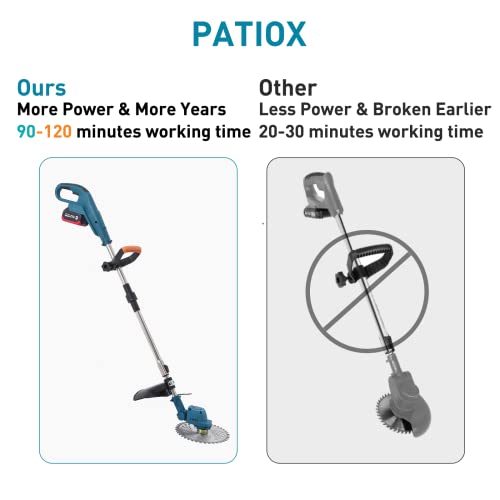 Patiox Weed Wacker Cordless - Electric Weed Eater Rechargeable 3 In 1 - Two 4.0 Ah Battery Powered Weed Whacker Cordless 21V Grass Edger Trimmer With Blade And Charger (A-Brushless-1) #TOP3
