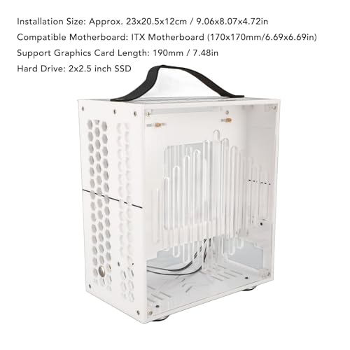 Gabinete para PC de escritorio DIY Dpofirs, diseño hueco con flujo de aire 360 grados, Miniatura ITX, color blanco miniatura 6