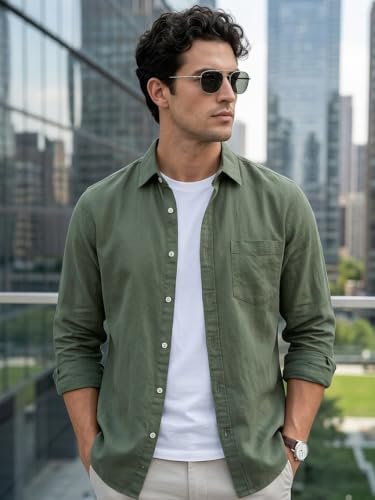 Image of Urbano Fashion Men's Cotton Full Sleeve Regular Fit Casual Solid Shirt