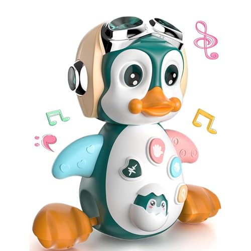 Image of Kidology Crawling Penguin Baby Toy with LED Lights | Interactive Musical Kids Toy for Early Learning & Entertainment | Perfect Christmas and Birthday Gift for Toddlers & Infants (Cream)