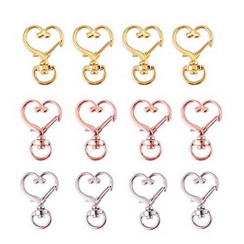 EXCEART 30 Pezzi Metallo Cuore Design Molla Girevole Aragosta Chiusura Moschettone Portachiavi Clip Creativo Appeso Fibbia Portachiavi per Portachiavi Borsa Borsa Borse Creazione di