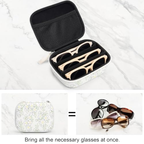 Image of Bukere Travel Sunglasses Organizer Case, PU Leather Adjustable Slots for Multiple Glasses, Hard Eyewear Box for Men Women