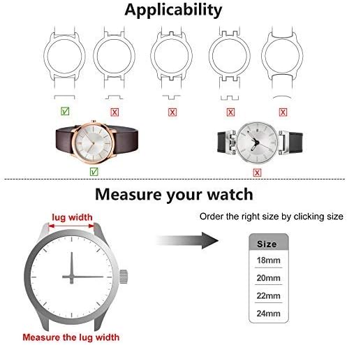 Fullmosa 12 Colors for Quick Release Leather Watch Band, Uli Genuine Leather Watch Strap 18mm, 20mm, 22mm or 24mm (Choose The Proper Size)