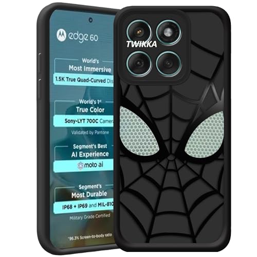 Image of Stylish Spider Back Case Cover Compatible for Motorola Moto Edge 60 Pro 5G | Spidey Face Mask Case | Soft Silicone | Camera & Full Body Protection | Shock Proof | (Black)