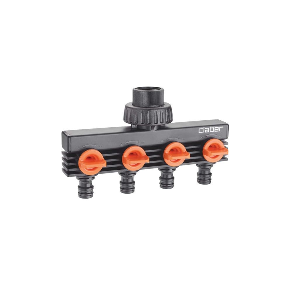 Claber 4 Way Adjustable Tap Manifold, brass