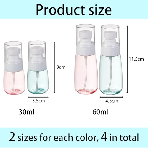 FDRJKN 4pcs small spray bottle, travel spray bottle, mini spray bottle, Refillable Travel Containers Plastic Hair Spray Bottle Sprayer For Perfume Skincare Makeup Lotion (2oz 30ml;2oz 60ml) - Image 3