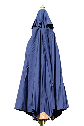 Large Hardwood Garden Parasol Umbrella - 3M Wide - (Navy Blue)