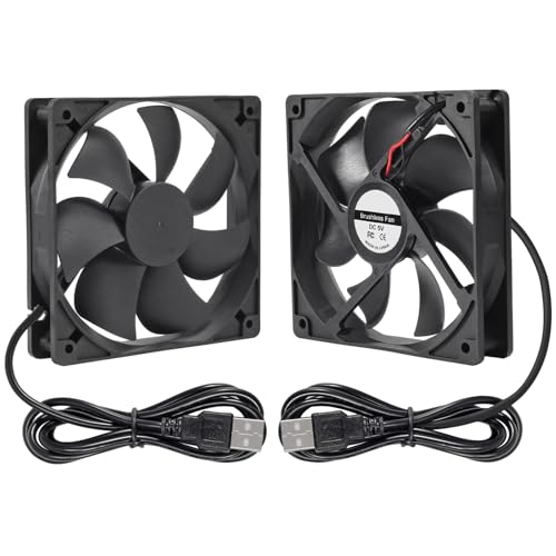 DORHEA 12025 Lüfter 120 x 120 x 25 mm, DC 5 V, 120 mm x 25 mm, bürstenloser USB-Lüfter, Ersatz-Kugellager, 120 mm Lüfter für Kühlung, DIY, PC, Computer-Gehäuselüfter, USB, 2 Stück