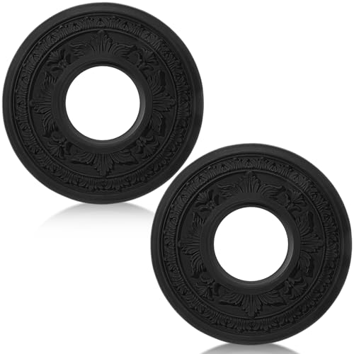 Image of BBTO 2 Pack Black Ceiling Medallion for Light Fixtures and Ceiling Fans Chandeliers 10 inch Od x 3.5 inch ID(Elegant)