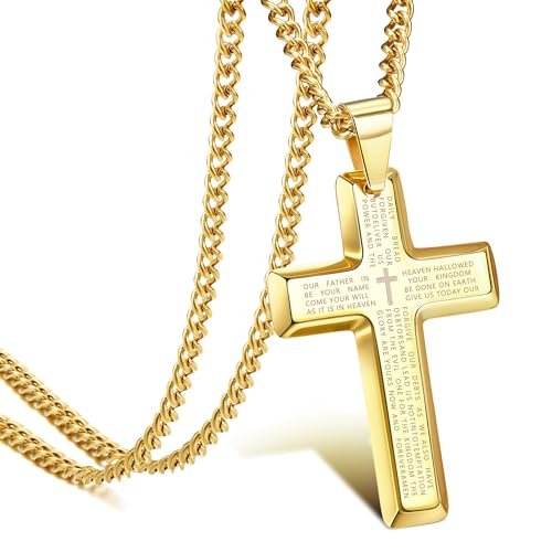 Collier chrétien pour homme avec croix en acier cadeau idéal pour anniversaire