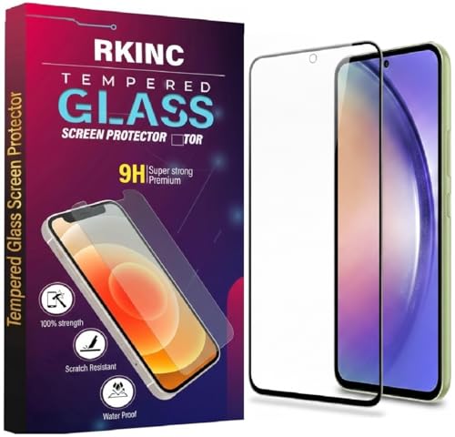 Image of RKINC Tempered Glass for Samsung Galaxy A54 (6.4 Inch) Military Grade Gorilla Screen Guard Protector | With Installation Kit | Edge to Edge Coverage | Black