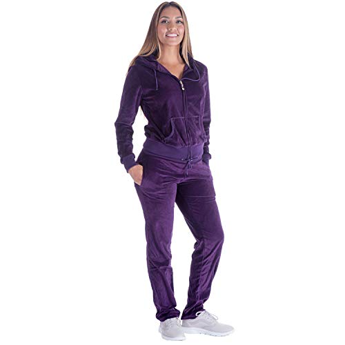 TanBridge Women Sweatsuit Set Velour Zip Up Hoodie and Pants 2 Pieces Sports Tracksuits