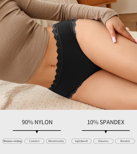 Image of Eiggam Women's Cotton Bikini Panties,High-Cut Full Coverage Stretch Cool Underwear for Women