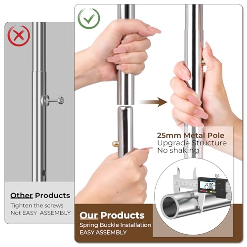 HYSEYY Heavy Duty Clothes Rack Load 450 LBS, Metal Garment Rack, Standing Rolling Clothing Rack for Hanging Clothes with Sturdy Wheels & Shelves, Portable Closet Wardrobe Rack,Sliver