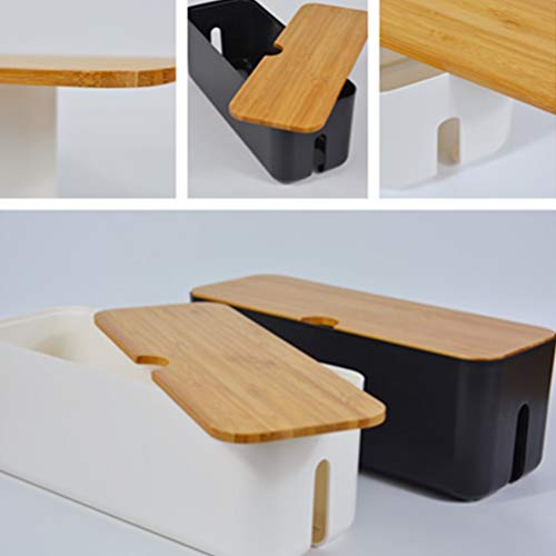 Hemoton Kabelmanagement Box Organizer Voor Snoeren Stekkerdozen Overspanningsbeveiligers Verbergen Losse Draden Thuiskantoor Keuken Computers Bureau Entertainment Centra Koffer Wit - Afbeelding 4