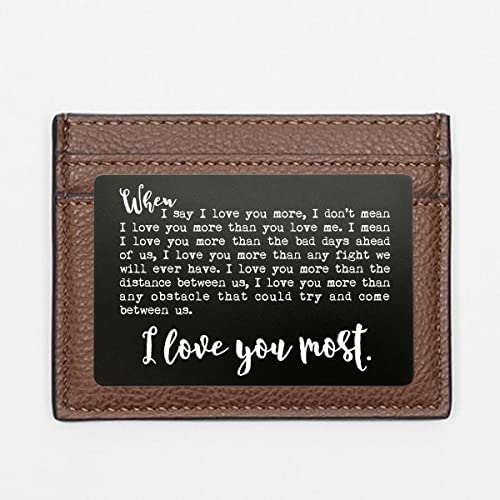 When I Say I Love You More Metal Wallet Card, Valentine's Day, Boyfriend Gift, Husband Gift, Wife Gift, Anniversary Wallet Insert Card, Sentimental Keepsake, Anniversary Gifts for Him (Black)2
