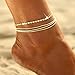 ASCOMY Gold Ankle Bracelets for Women Dainty Layered Classic Tennis Ball Chain Anklets Shining Cubic Zirconia Diamond Rhinestone Anklet Bling Summer Beach Foot Chain Anklet Jewelry Gift