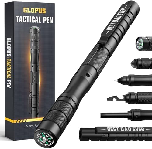 Christmas Gifts for Dad Him Husband, 9 In 1 Tactical Pen, Stocking Stuffers for Men Adults, Bottle Opener, Window Breaker, Screwdriver, Survival Gear For Camping Hiking, Tactical Gear