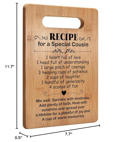 Image of Popular Cousin Gifts for Women, Cutting Board Gift for Cousin, Cousin Appreciation Gift, Thank You Gift for Cousin Christmas Birthday