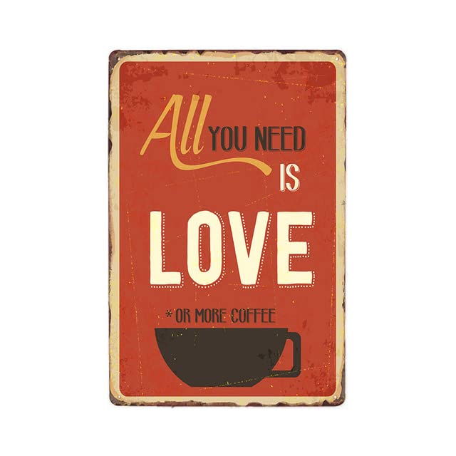 ABCDEFG - 4 letreros de metal para café, cafeterías, cafeterías, bares, pub, pósteres decorativos divertidos, retro, decoración de pared para el hogar, la cocina y el jardín