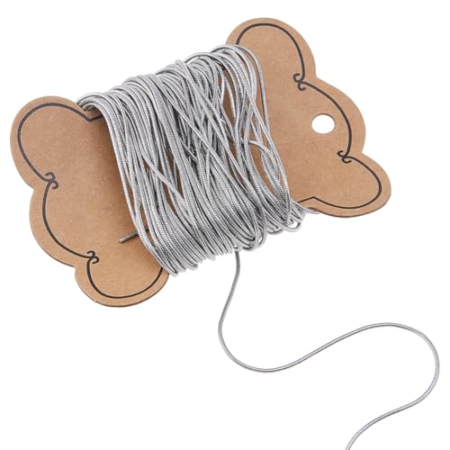 DICOSMETIC - Cadena de cable de acero inoxidable de 10 m, cadena de pulsera de 1 mm, cadena de serpiente redonda de metal soldado a granel para mujeres y hombres, manualidades y fabricación de joyas