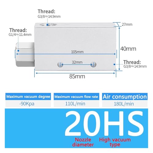 Générateur de vide pneumatique 25HS pour stabiliser la manipulation de pièces légères