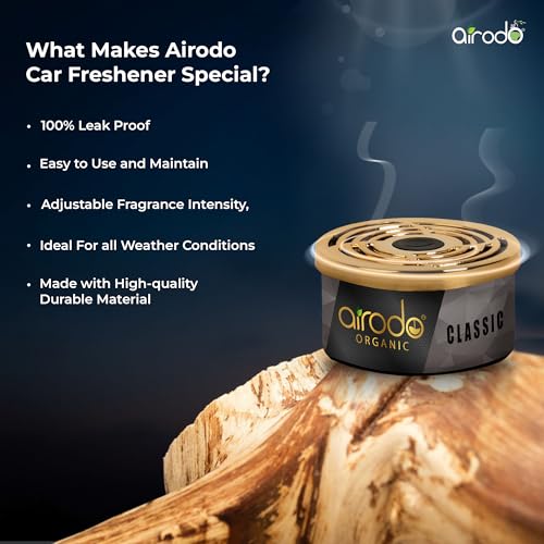 Airodo One Classic Organic Car Perfume, Strong Fiber Air Freshener to Freshen'up Your Car -,Car Accessories interior car perfumes and fresheners (50g with 2 Refill)