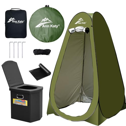 Ann Katy Portable Toilet with Pop Up Privacy Tent,XL Large Portable Toilet for Adults, Outdoor Camping Shower Tents Changing Room Emergency Folding Toilet Tent Kit with Carry Bag for Camping/Hinkingâ€¦