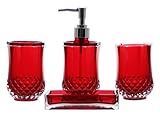 JustNile Acrylic 4-Piece Bathroom Accessory Set - Translucent Red