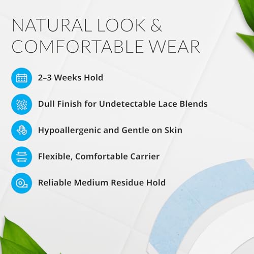 Image of Walker Tape Lace Front Support Tape CC Contour Tabs, Double Sided Wig Tape for Lace Systems, Toupees, and Tape in Hair Extensions Human Hair, Dull-Finish Hairpiece Tape for 2-3 Week Wear, 36 Pieces