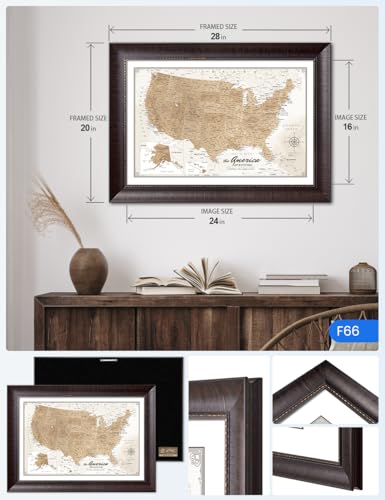 Image of IPIC - Custom Canvas USA Map for Wall Decor, Push Pin Board Decor to Mark Travels, Personalized Artwork with Names and Message on, USA Travel Map Print for Home, Office, Study, and RV