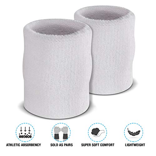 suddora arm sweatbands absorbent and breathable thick cotton bands for working out gymnastics basketball tennis and football multiuse 4-inch wristbands for costumes and cosplay