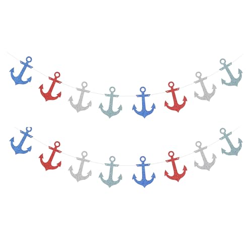 Giuffi Nautical Garland Anchor Banner for Girl Boy Birthday Party
