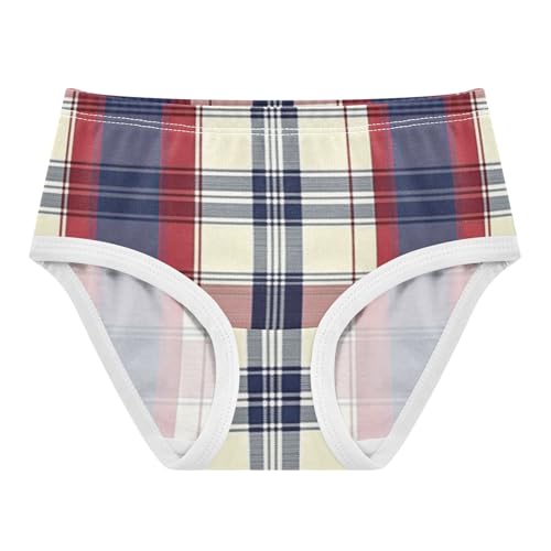Girls' Hipster Triangle Panties Briefs Underwear for Toddlers Red Blue Plaid in Sizes 2T,3T, 4T, 5T, 6Y and 8Y