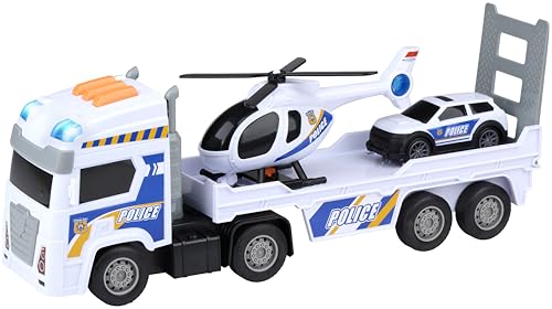 Camiones de policía Gearbox el regalo perfecto con coche y helicóptero