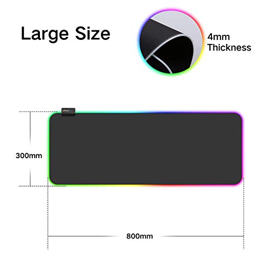 Offbeat - RGB Gaming Mouse Pad, Non-Slip Rubber Base, Soft Glowing 14 LED Modes | 2 Brightness Mode | Large Extended Gaming Desk Keyboard Pad Mat (800 x 300 x 4 MM) XXL