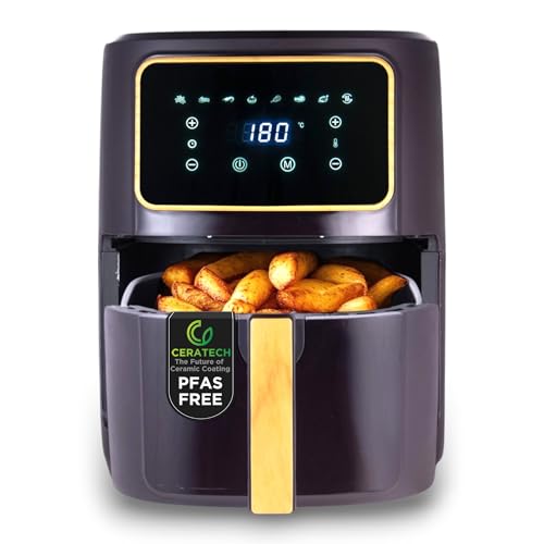 Freidora De Aire De 1800w Y 6,9l Con 8 Programas De Cocción, Revestimiento Cerámico Y Ajuste De Temperatura Bergner Freidora De Aire De 1800w Y 6,9l Con 8 Programas De Cocción, Revestimiento Cerámico Y Ajuste De Temperatura Bergner