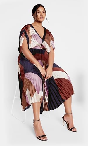 City Chic Women's Plus Size Dress-Henley Print Midi2