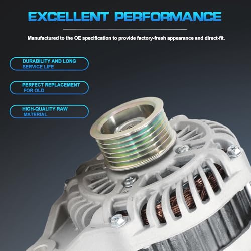 Image of Alternator Compatible with Mazda 3 2014-2018 L4 2.0L 2.5L, 6 2014-2021 L4 2.5L, CX-5 2013-2019 L4 2.0L 2.5L 12V 100A 6PK 6-Groove Pulley Clockwise PE0118300 A005TL0491 20288N