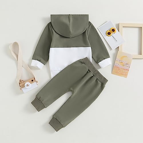 Toddler Baby Boy Long Sleeve Contrast Color Hoodies Sweatshirt Pants Outfit Sweatsuit Set Fall Clothes3
