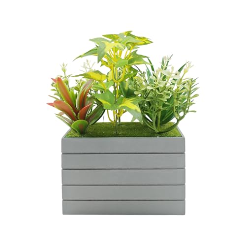 Image of KARP Artificial Potted Plants, 22Cm Height Mini Faux Succulent Flowers with Pot Home Decor, Indoor Artificial Ornamental Plants for Living Room, Office Desk & Bathroom, Decorative