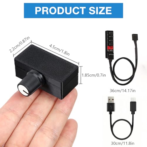 Image of ZORBES Mini PC PWM Fan Hub Controller with USB Type-C Power, Stepless Speed Adjustment 5V 4-Pin Addressable Splitter and 4-Pin Fan Hub, Multi-Port Cooling Adapter, 22x45x18.5mm