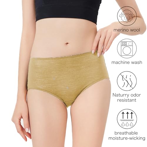 Women’s Merino Wool High-Waisted Underwear, Quick-Drying Briefs for Hiking Outdoors2