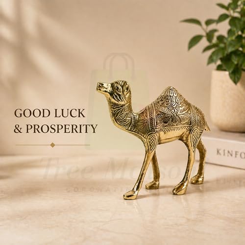 Image of Brass Design Camel Statue | Weight - 780 G Approx | 7 Inch Approx |Brass Idol | Camel Statue for Vastu | Showpeice for Home | Vastu Remedy | (Zonal Placement-W,WNW)