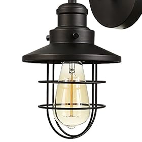 Globe Electric 59123 1-Light Wall Sconce, Dark Bronze, Removable Cage Shade, Wall Lighting, Wall Lamp Dimmable, Wall… 41 I4aybWGL. SS280