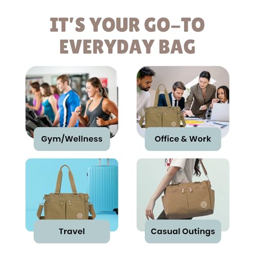 Image of MOCA Womens Casual Nylon Water Resistant Crossbody Tote Sling Handbag, Multi-Pocket Design with Adjustable Shoulder Straps for Work Travel Office, Everyday Use