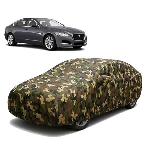 Image of Sulfar 100% Waterproof Car Body Cover Compatible with Mirror for Jaguar XFS with Long Lasting Durable Material (Triple Stitched, Full Bottom Elastic, Camouflage Army)